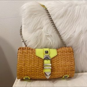 Rebecca Minkoff Green Patent Wicker Basket Bag |